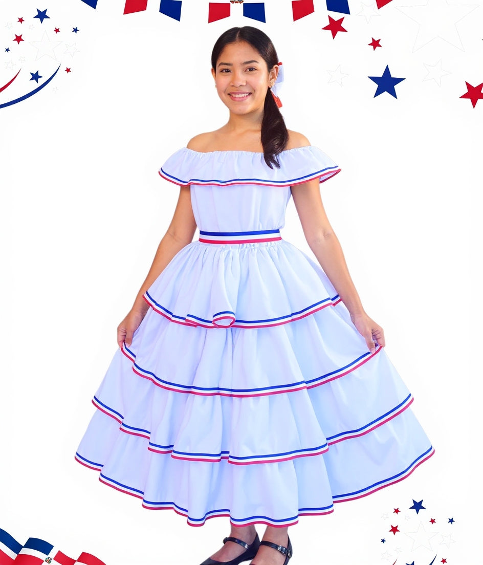 Vestido Típico Dominicano Blanco