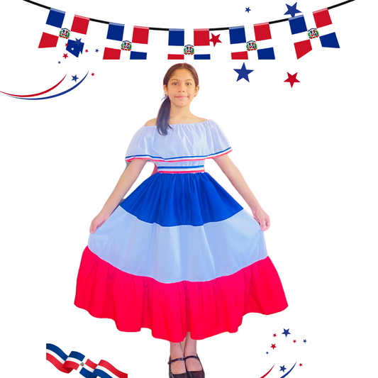 Vestido Típico Dominicano Tricolor