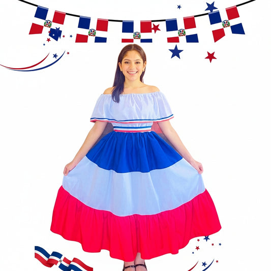 Vestido Típico Dominicano Tricolor